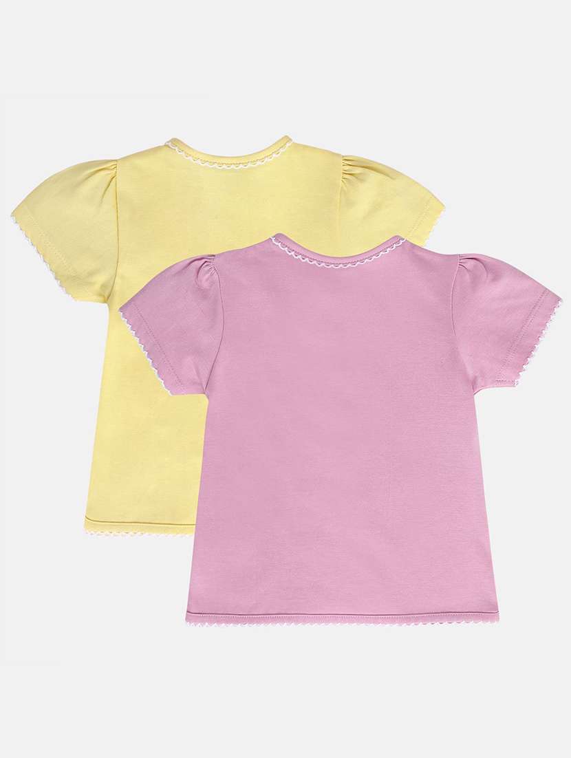 girls pack of 2 solid round neck top - 22108453 -  Standard Image - 1