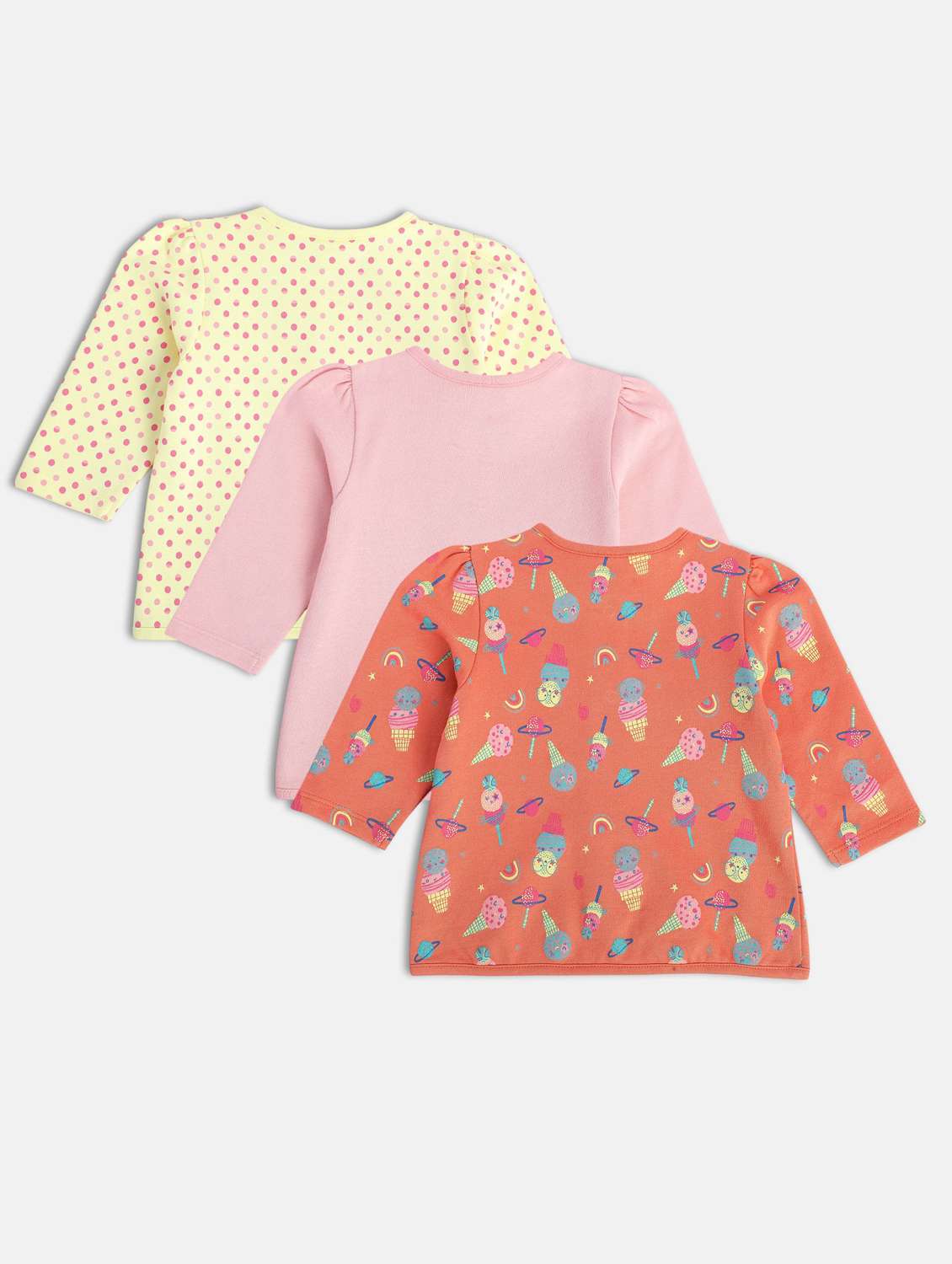 girls pack of 3 printed long sleeve top - 22108497 -  Standard Image - 1