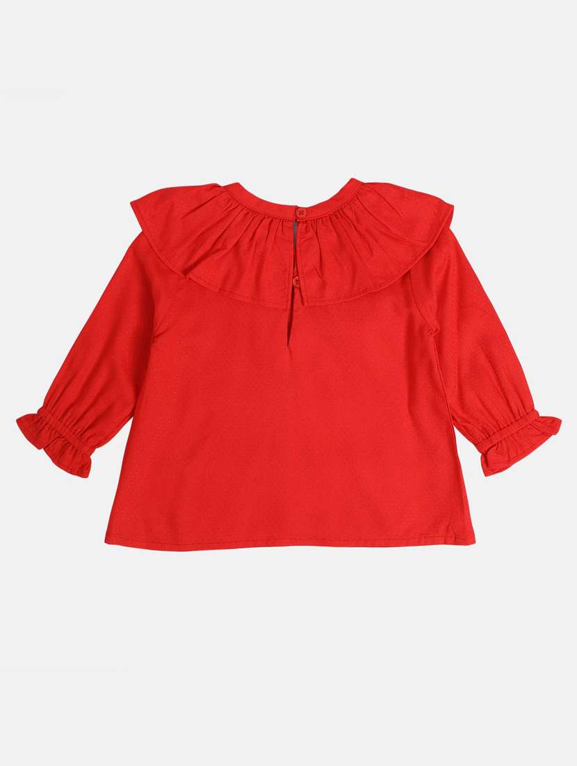 girls red solid long sleeve top - 22108523 -  Standard Image - 1