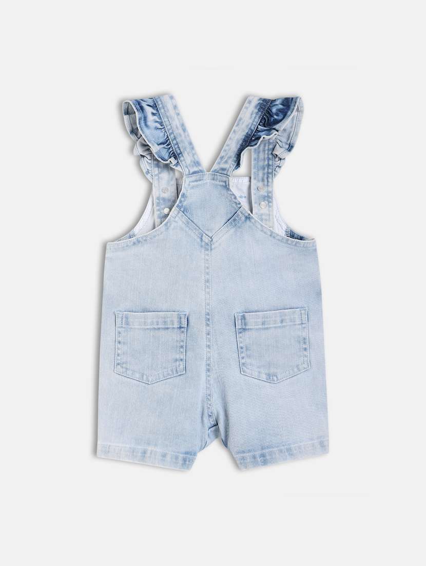 girls solid round neck dungaree set - 22108575 -  Standard Image - 1