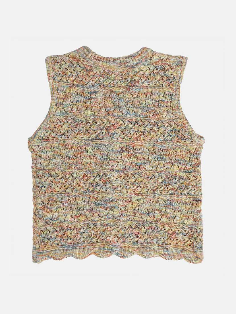 girls self design sleeveless cardigan - 22108582 -  Standard Image - 1