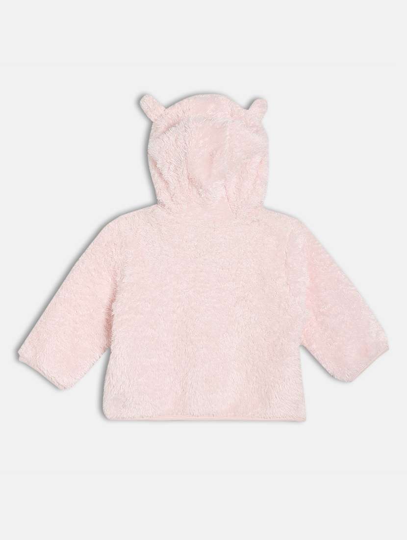 girls solid long sleeve hooded regular jacket - 22108594 -  Standard Image - 1