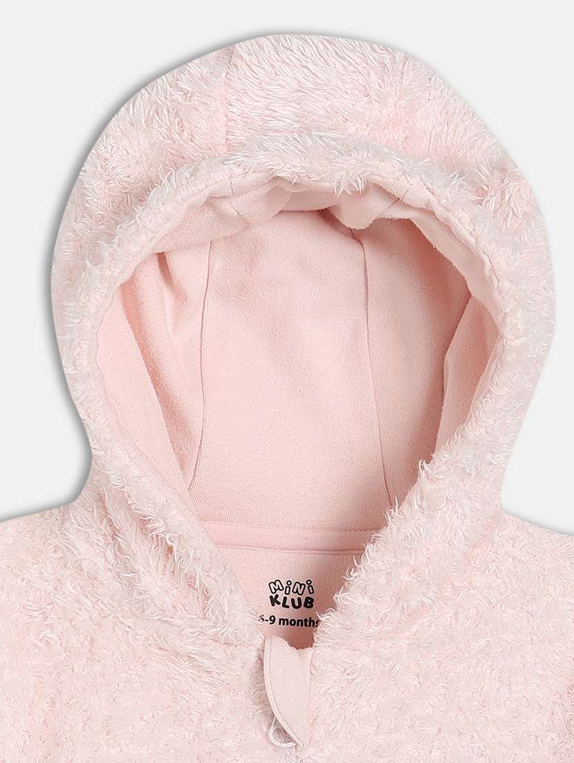 girls solid long sleeve hooded regular jacket - 22108594 -  Standard Image - 4