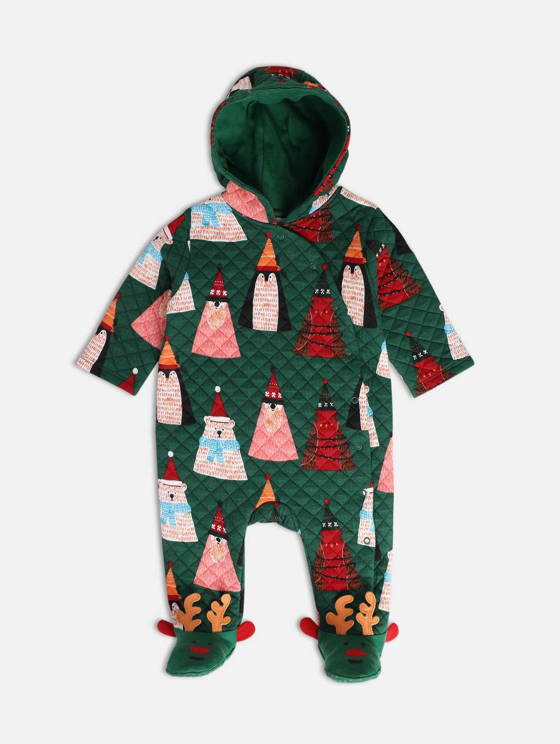 kids printed long sleeve hooded onesies