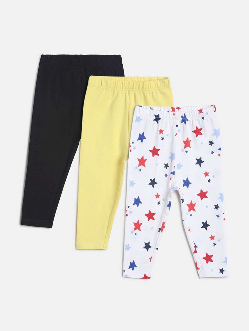 girls pack of 3 printed mid rise legging