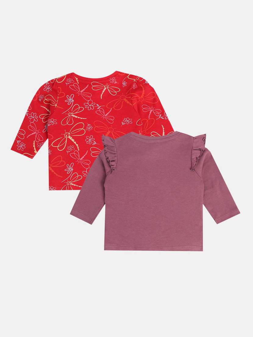 girls pack of 2 printed round neck tee - 22109250 -  Standard Image - 1