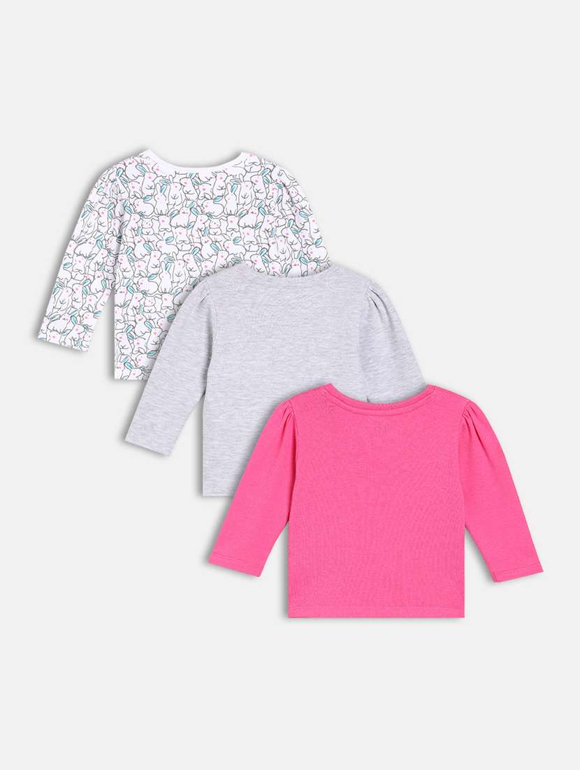 girls pack of 3 printed round neck tee - 22109263 -  Standard Image - 1