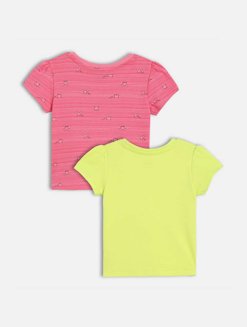girls pack of 2 printed round neck tee - 22109273 -  Standard Image - 1