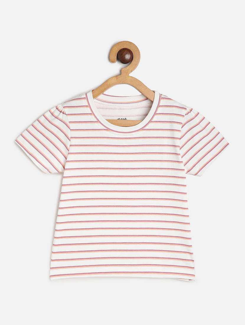 girls striped round neck tee