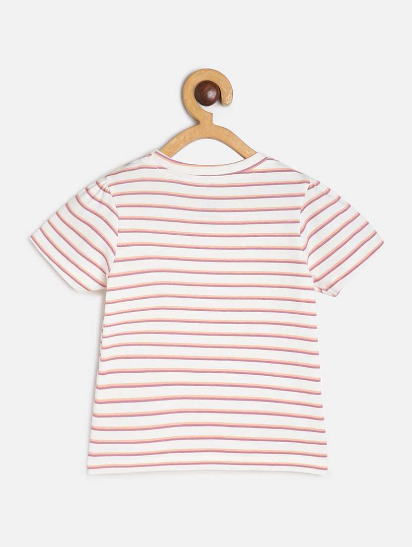 girls striped round neck tee - 22109352 -  Standard Image - 1