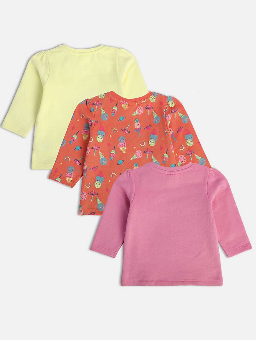 girls pack of 3 printed round neck tee - 22109365 -  Standard Image - 1