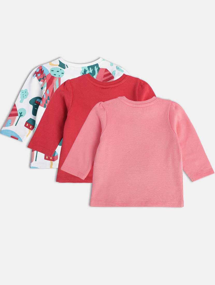 girls pack of 3 printed round neck tee - 22109372 -  Standard Image - 1