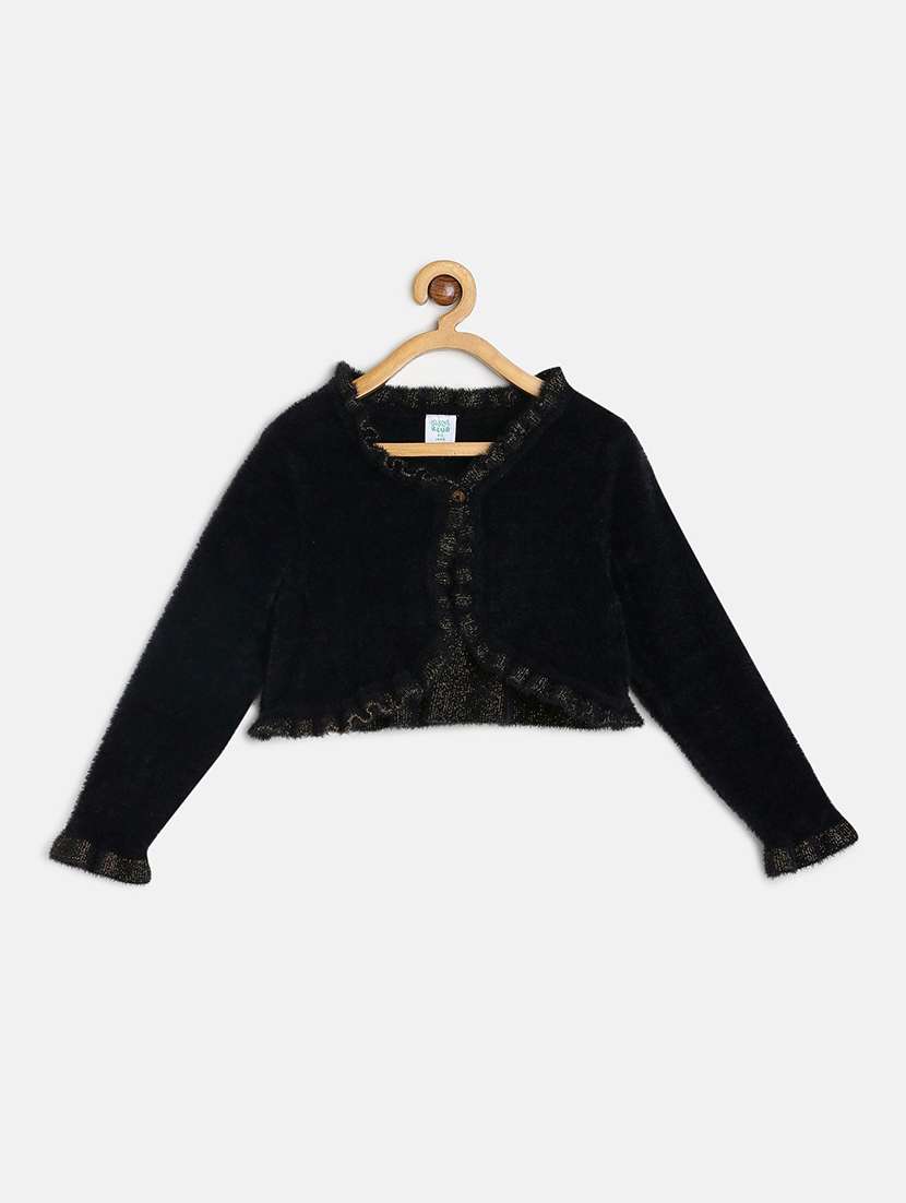 girls black solid long sleeve shrugs