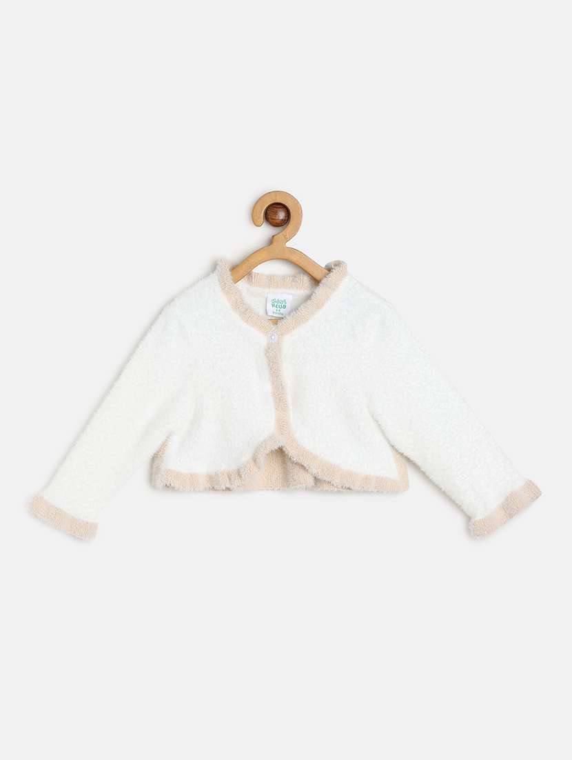 girls white solid long sleeve shrug