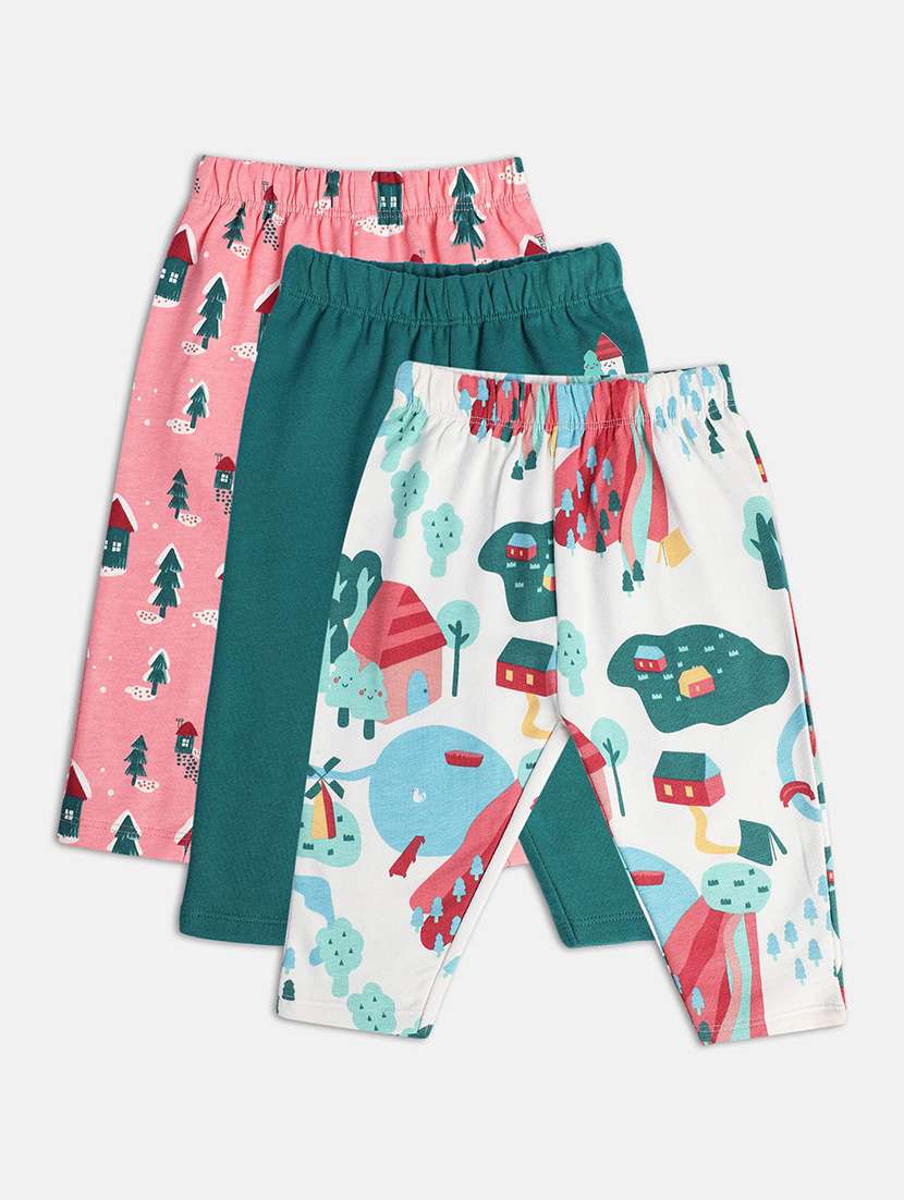 girls pack of 3 printed winterwear trouser - 22109404 -  Standard Image - 1