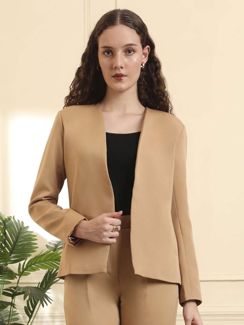 women solid long sleeve single breasted blazer  - 22109444 -  Standard Image - 1