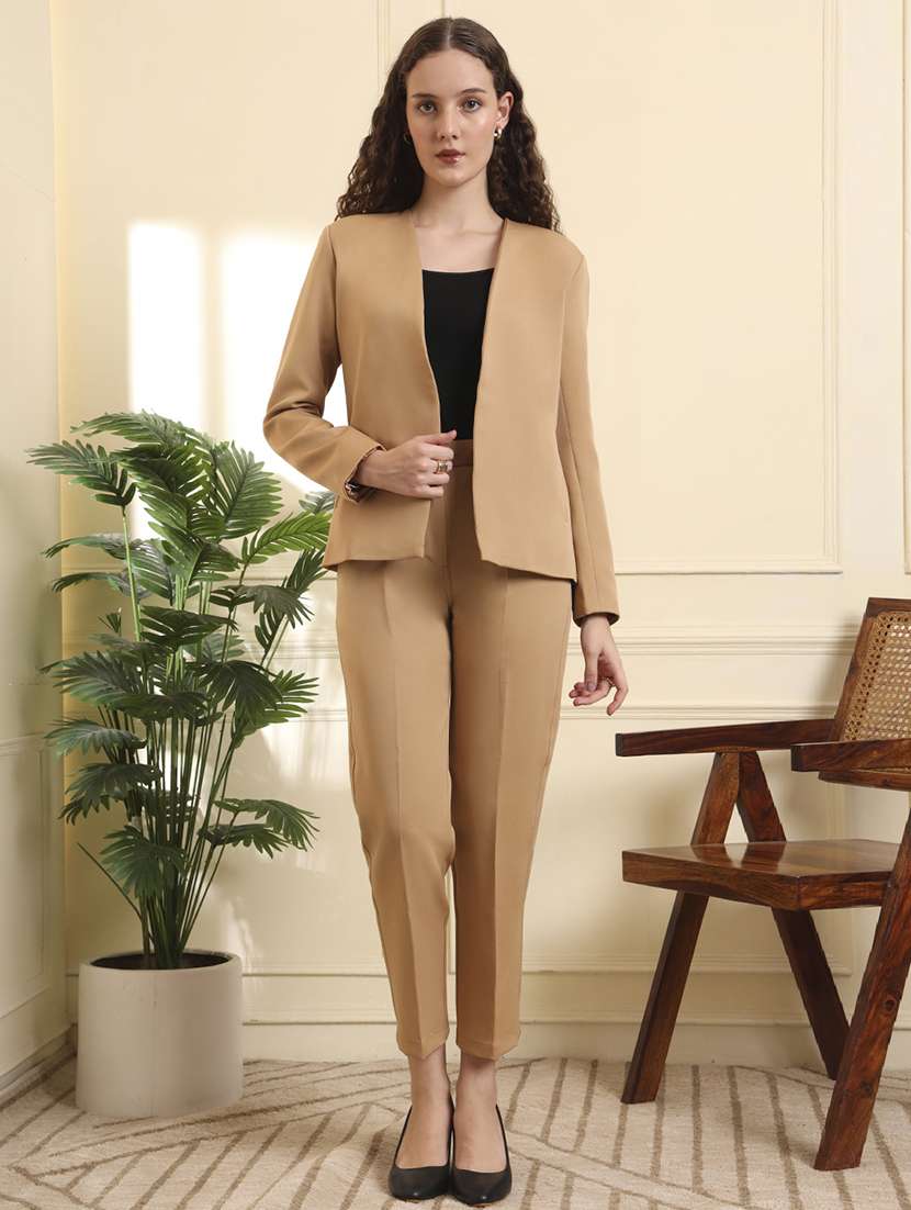 women solid long sleeve single breasted blazer  - 22109444 -  Standard Image - 6