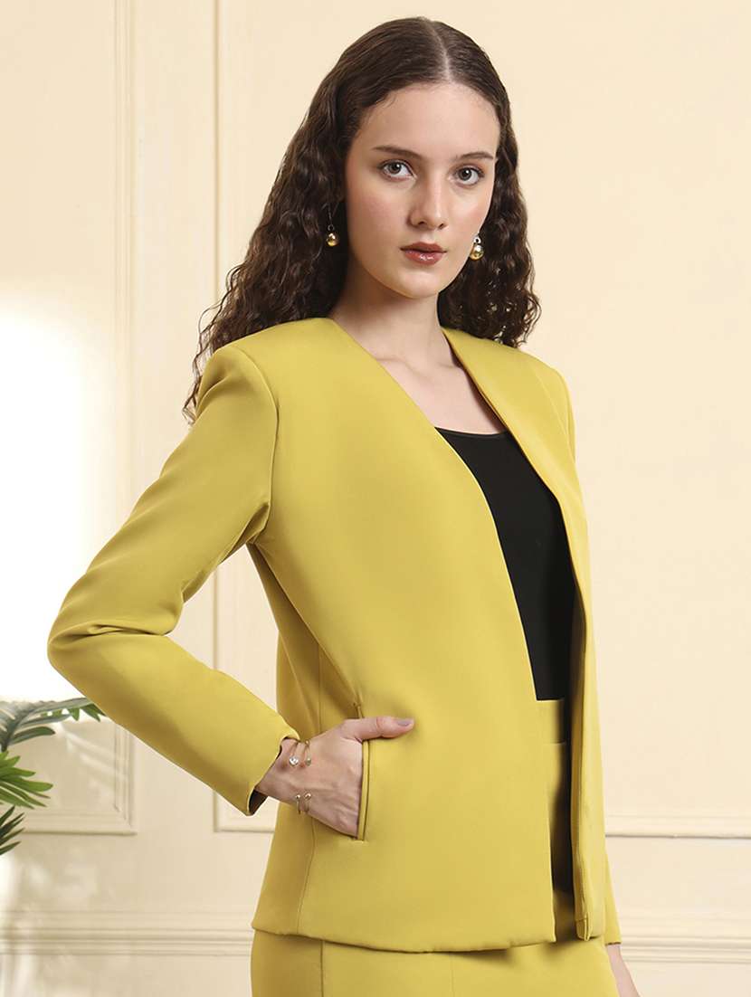 women solid long sleeve single breasted blazer - 22109445 - Standard Image - 4