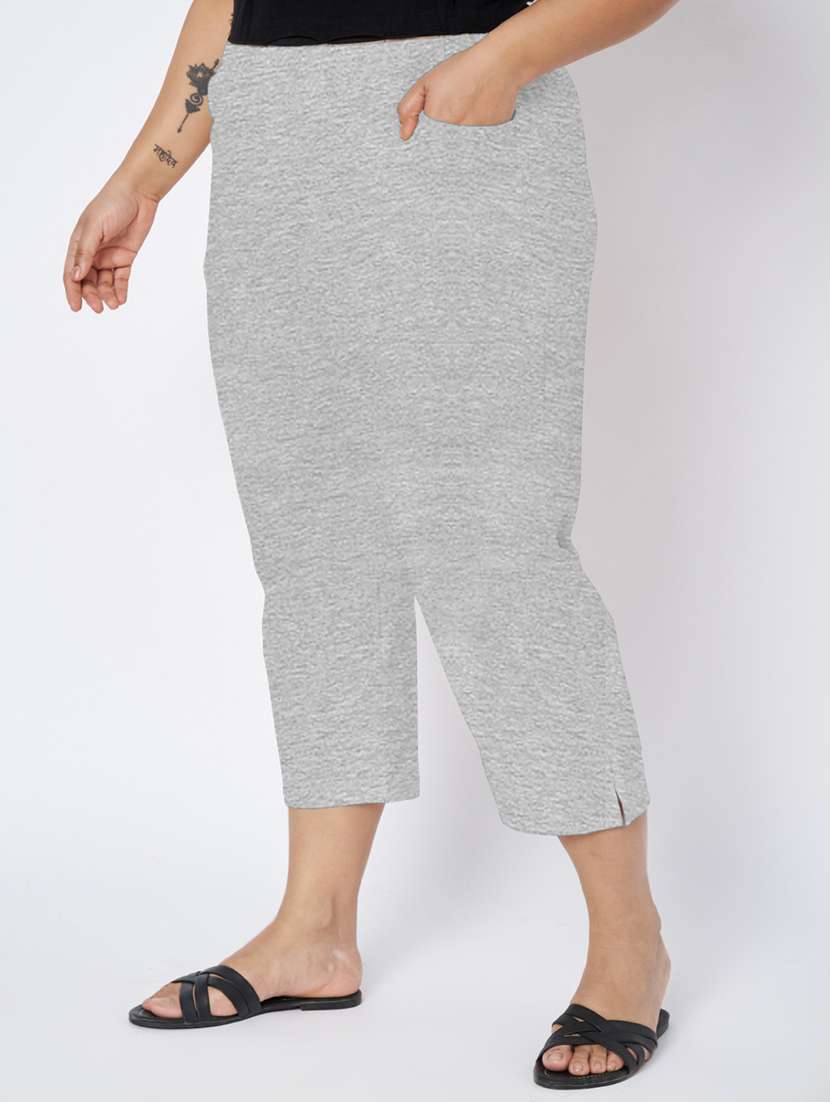 women plus size solid mid rise capri - 22109457 -  Standard Image - 1