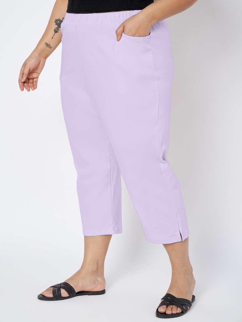 women plus size solid mid rise capri - 22109458 -  Standard Image - 1