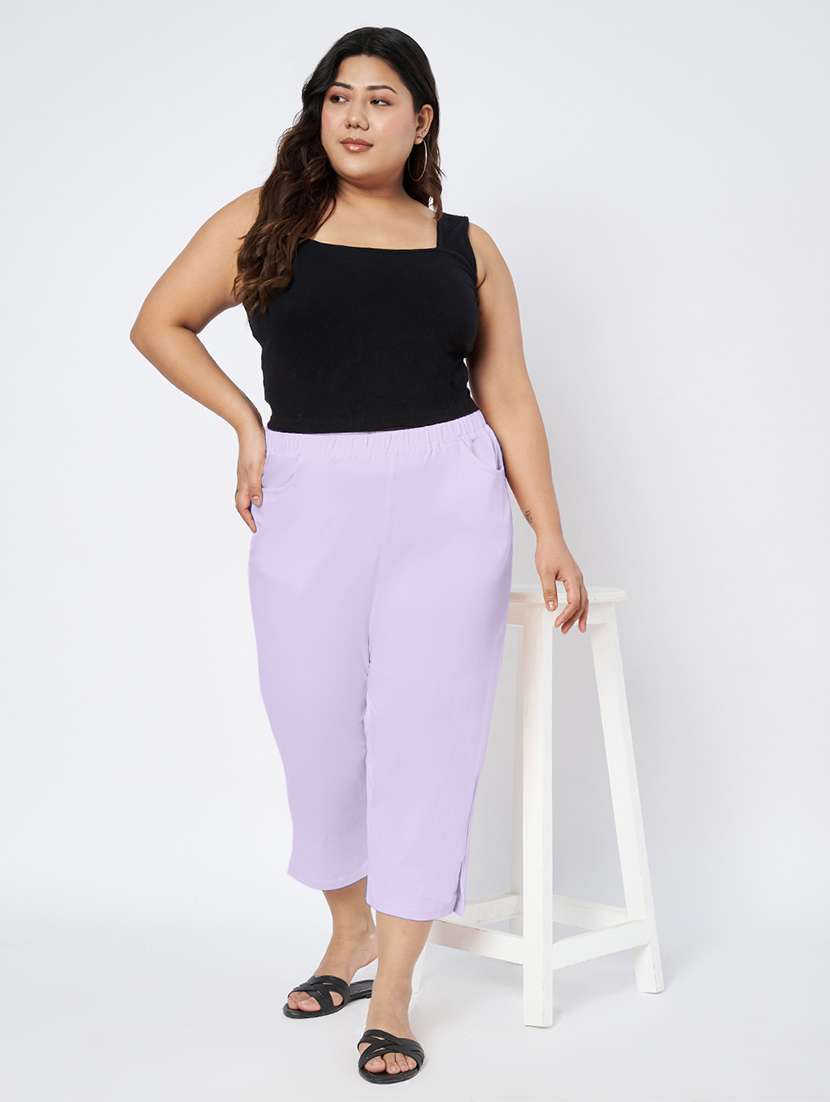 women plus size solid mid rise capri - 22109458 -  Standard Image - 4
