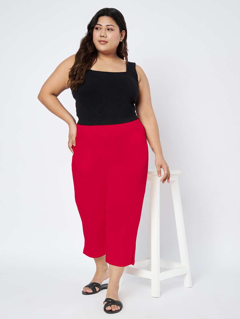 women plus size solid mid rise capri - 22109459 -  Standard Image - 4