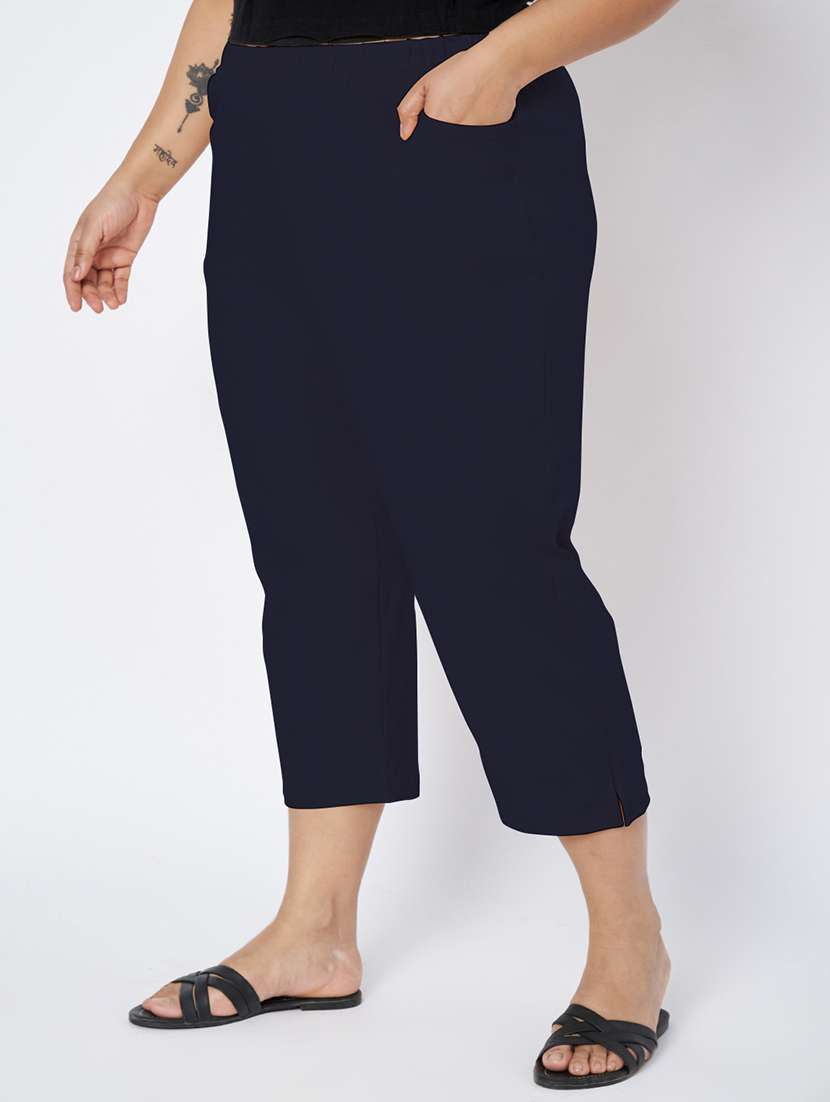 women plus size solid mid rise capri - 22109460 -  Standard Image - 1