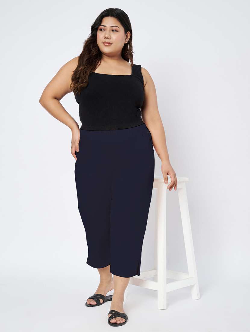 women plus size solid mid rise capri - 22109460 -  Standard Image - 4
