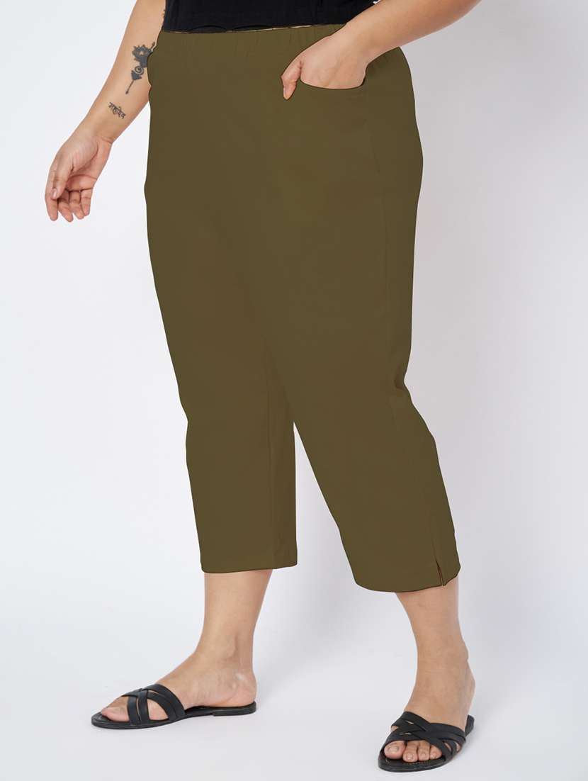 women plus size solid mid rise capri - 22109461 -  Standard Image - 1