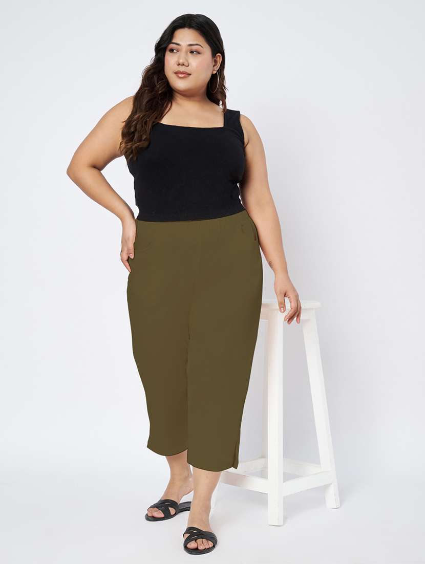 women plus size solid mid rise capri - 22109461 -  Standard Image - 4