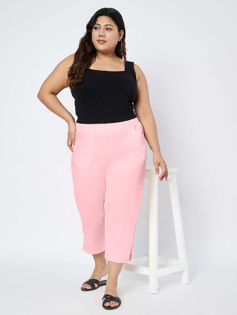 women plus size solid mid rise capri - 22109463 -  Standard Image - 4