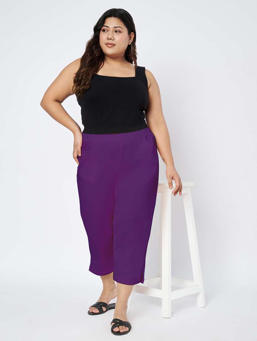 women plus size solid mid rise capri - 22109464 -  Standard Image - 4