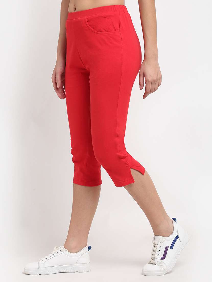 women solid mid rise capri - 22109465 -  Standard Image - 1