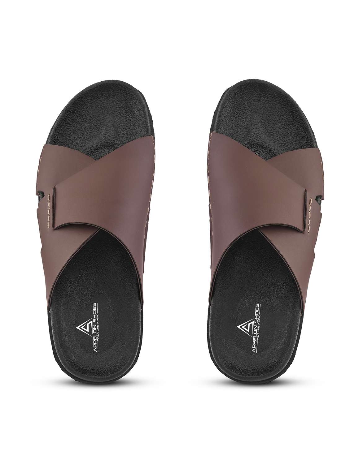 men brown slip on sandal - 22109476 -  Standard Image - 4