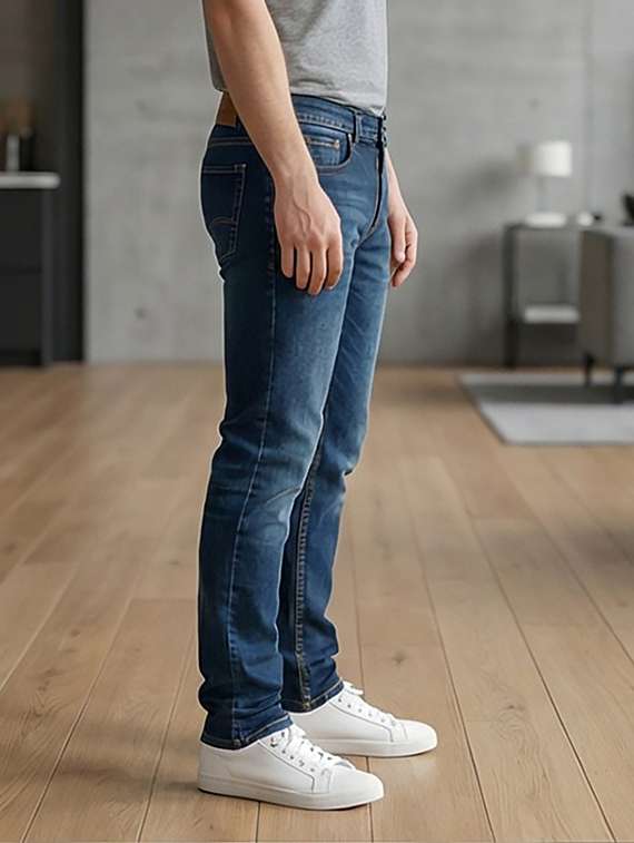 men washed high rise full length tapered jeans - 22110157 -  Standard Image - 1