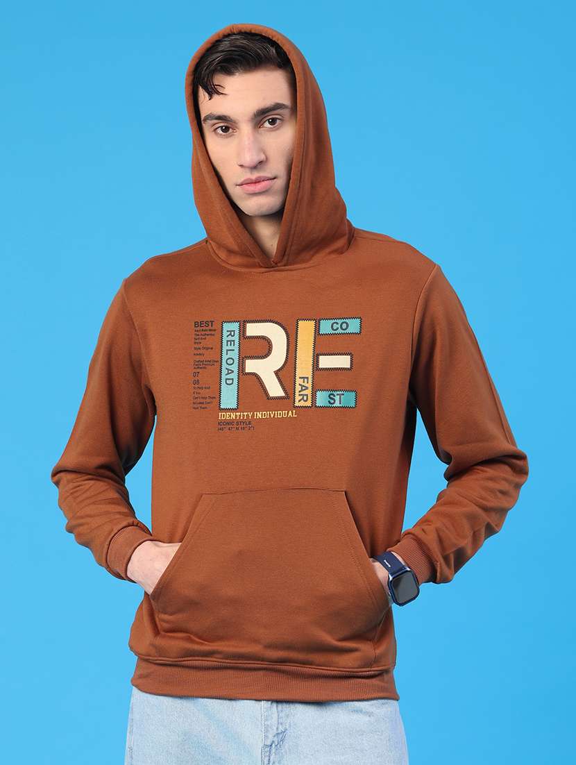 men printed long sleeve hooded sweatshirt - 22110574 -  Standard Image - 1