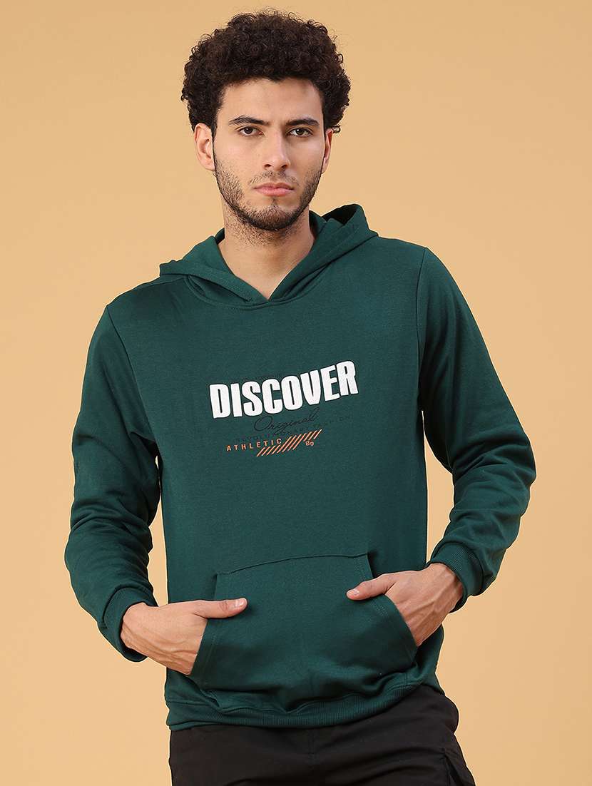 men printed long sleeve hooded sweatshirt - 22110575 -  Standard Image - 1