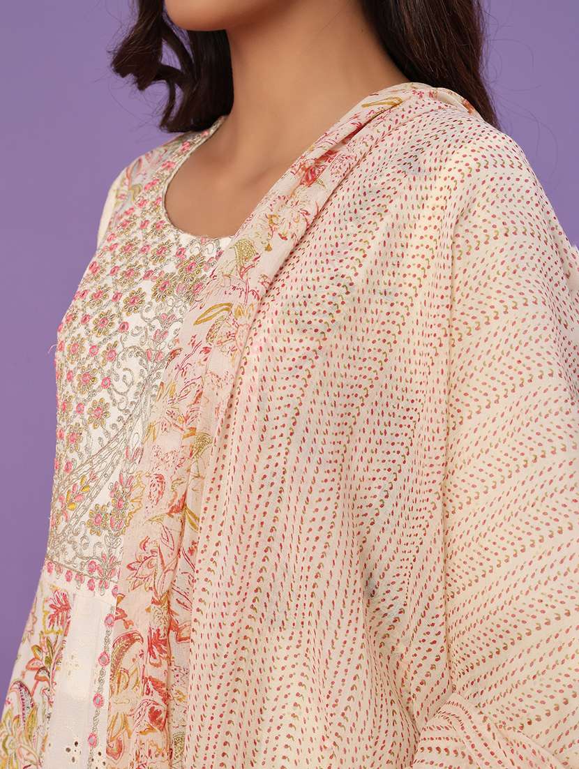 women printed three quarter sleeve kurta pant with dupatta set - 22110687 -  Standard Image - 4