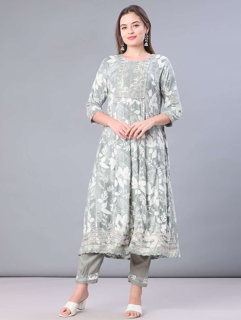 women printed three quarter sleeve kurta pant with dupatta set - 22110772 -  Standard Image - 1