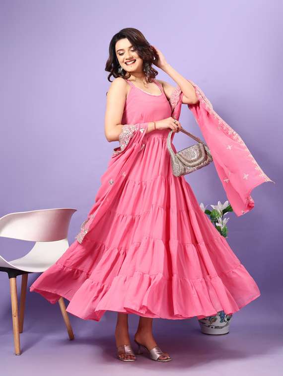 women solid sleeveless kurta dupatta set - 22112070 -  Standard Image - 1