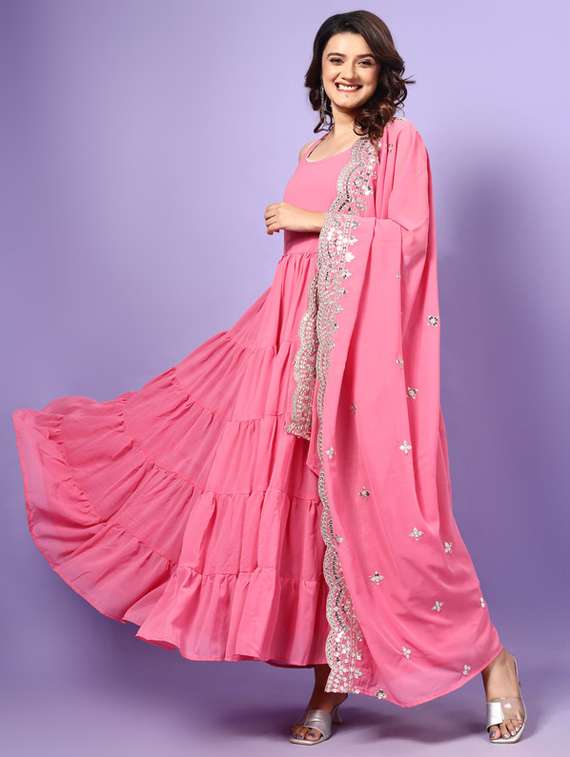 women solid sleeveless kurta dupatta set - 22112070 -  Standard Image - 4