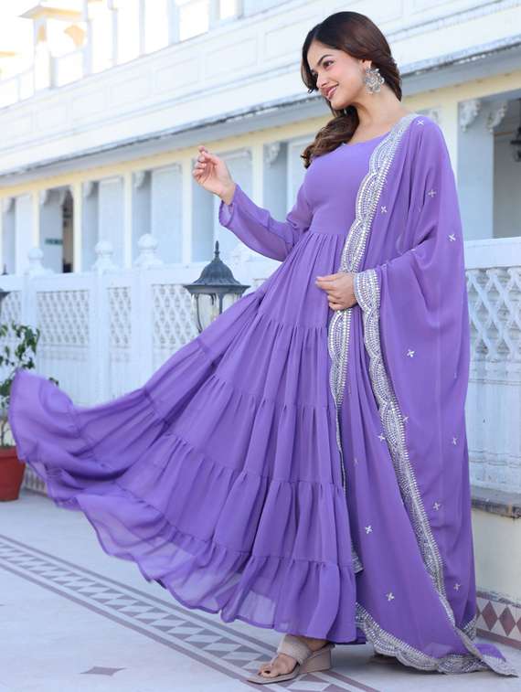 women solid long sleeve kurta dupatta set - 22112083 -  Standard Image - 4