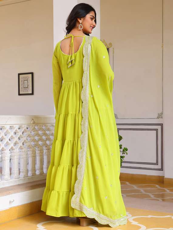 women solid long sleeve kurta dupatta set - 22112086 -  Standard Image - 4