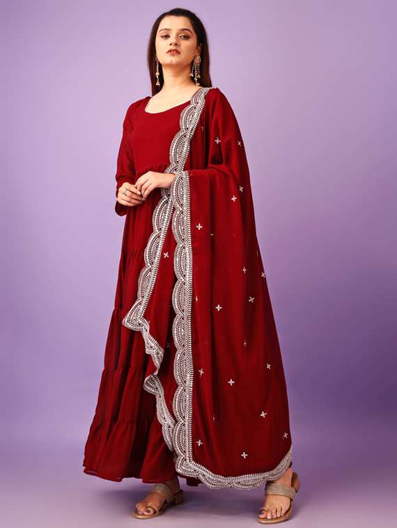 women solid long sleeve kurta dupatta set - 22112091 -  Standard Image - 1
