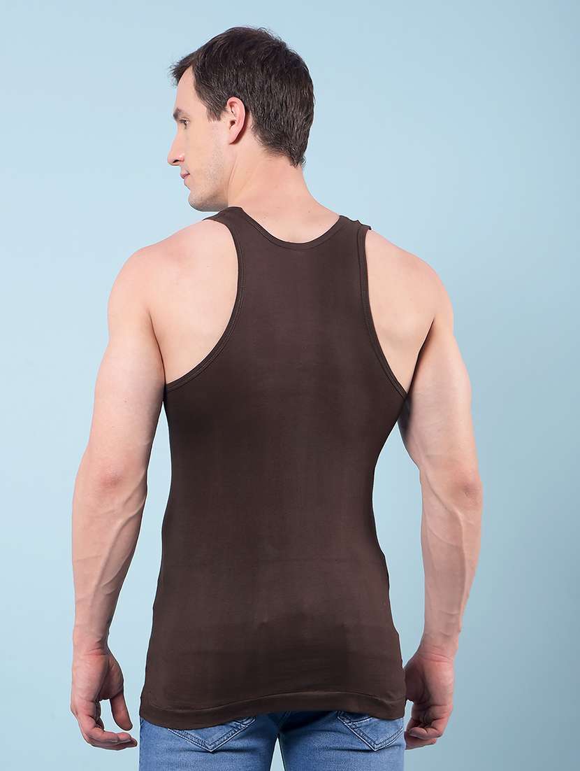 men pack of 10 solid sleeveless vest - 22112250 -  Standard Image - 4