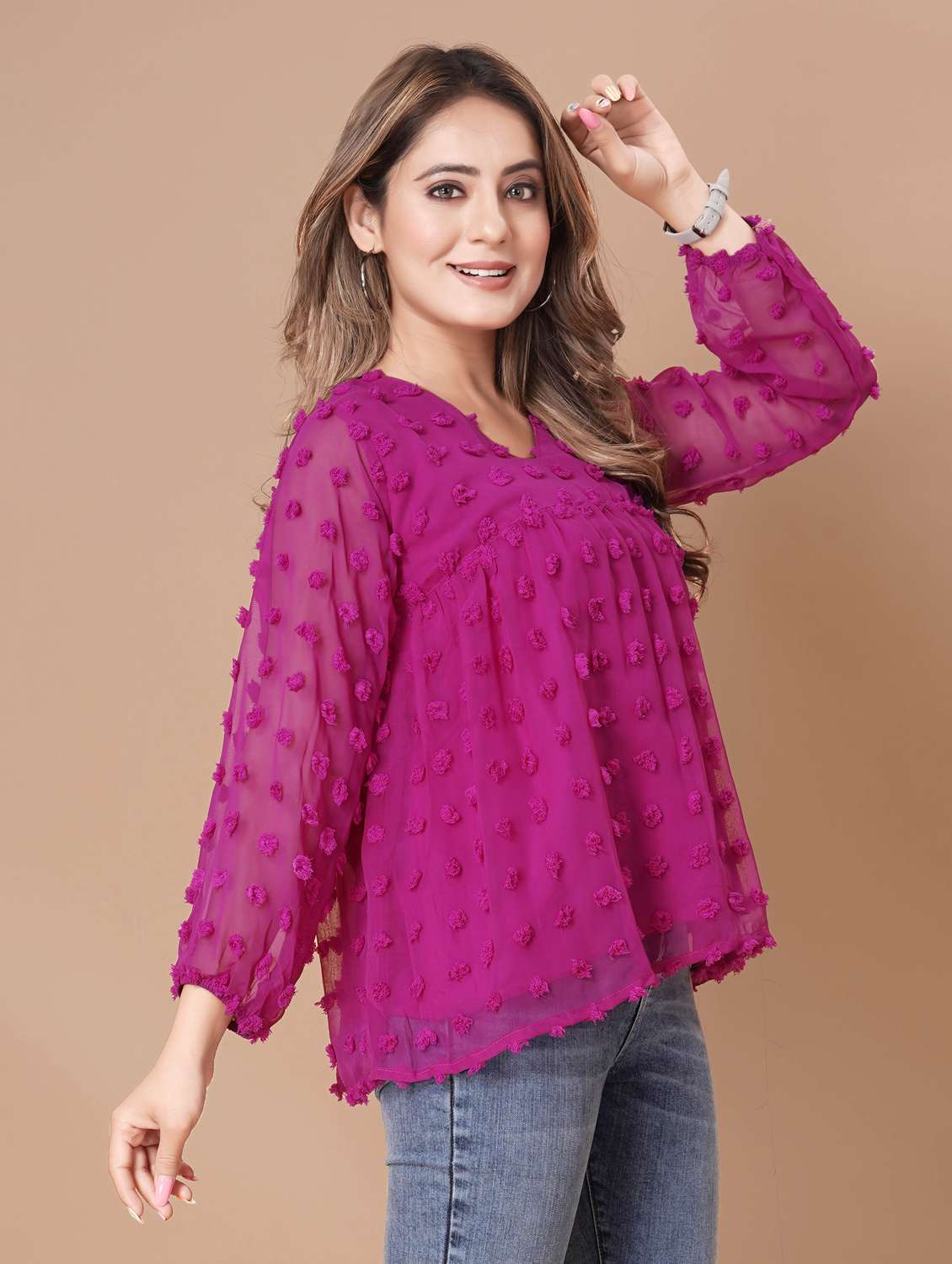 women self designed long sleeve top - 22112346 -  Standard Image - 1