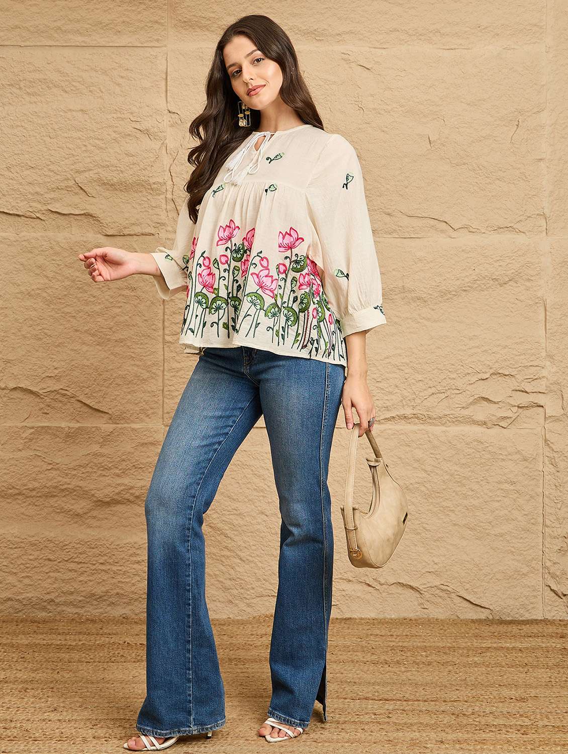 women embroidered puff sleeve a-line top  - 22112491 -  Standard Image - 6