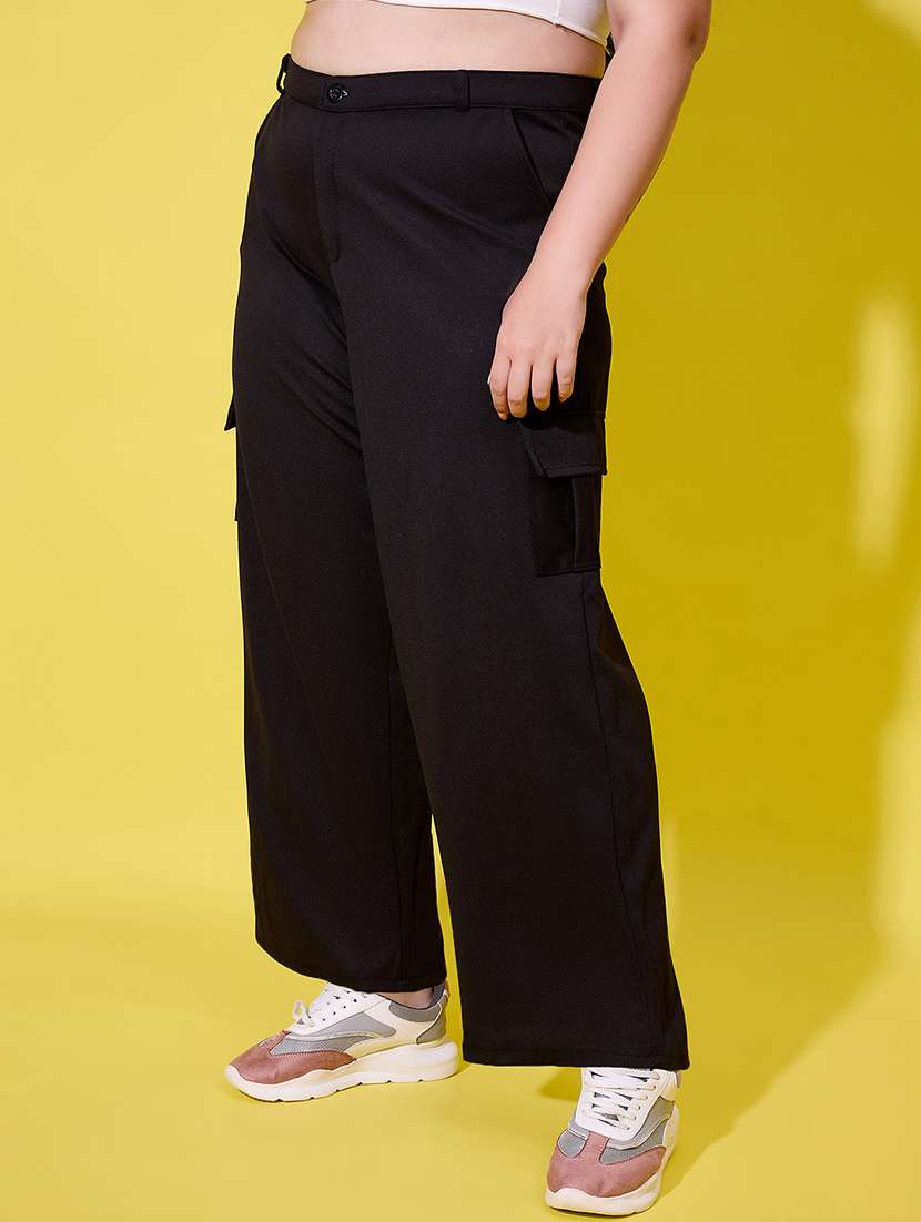 women plus size solid high rise cargo - 22112497 -  Standard Image - 1