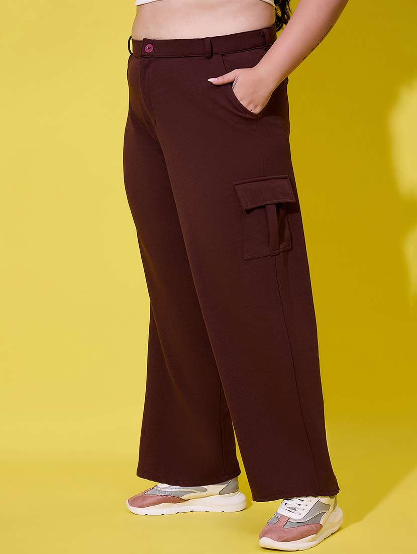 Women Plus Size Solid High Rise Cargo - 22112499 -  Standard Image - 1