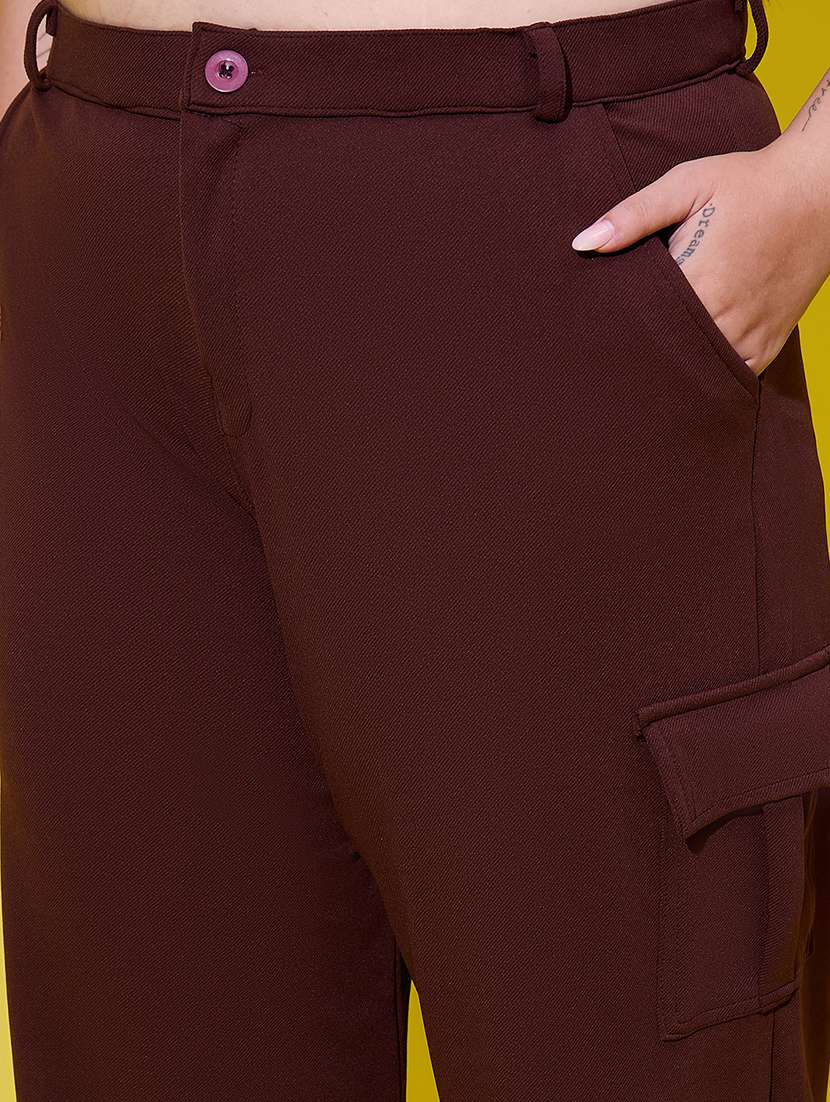 Women Plus Size Solid High Rise Cargo - 22112499 -  Standard Image - 4